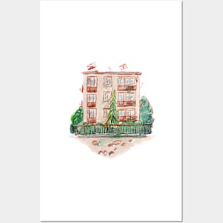 Three-storey house Posters and Art